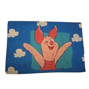 VTG Disney Winnie The Pooh Piglet Double Sided Pillowcase EUC Clouds 90s Bedding